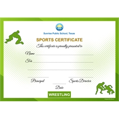 School Sports Award Certificate Wrestling A4 Size | Use on Laser Printer
